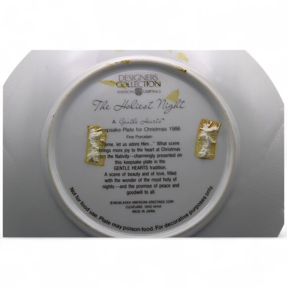 American Greetings 1986 Keepsake Christmas Plate "The Holiest Night" Fine Porcel - Picture 5 of 6